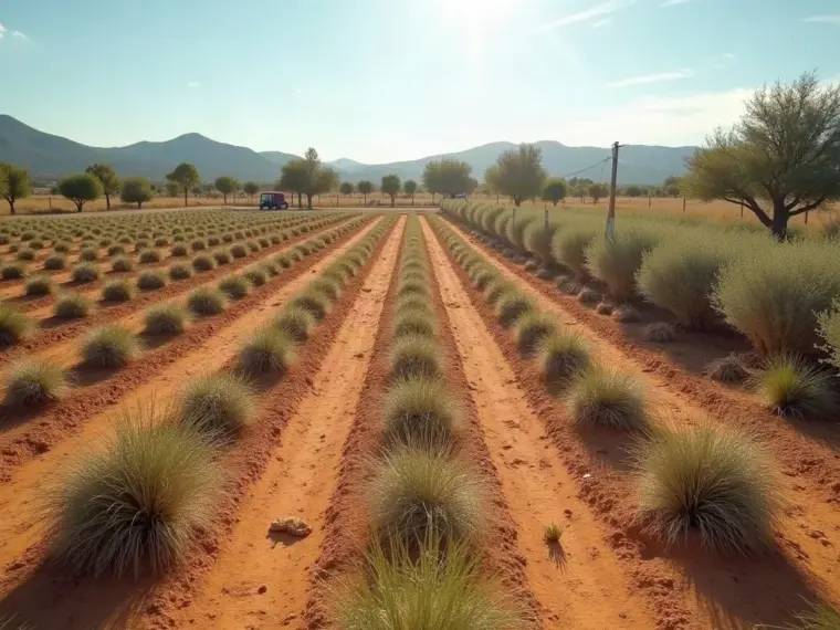 Parcela rural recién desbrozada con la vegetación cortada en hileras y una desbrozadora apoyada en un poste
